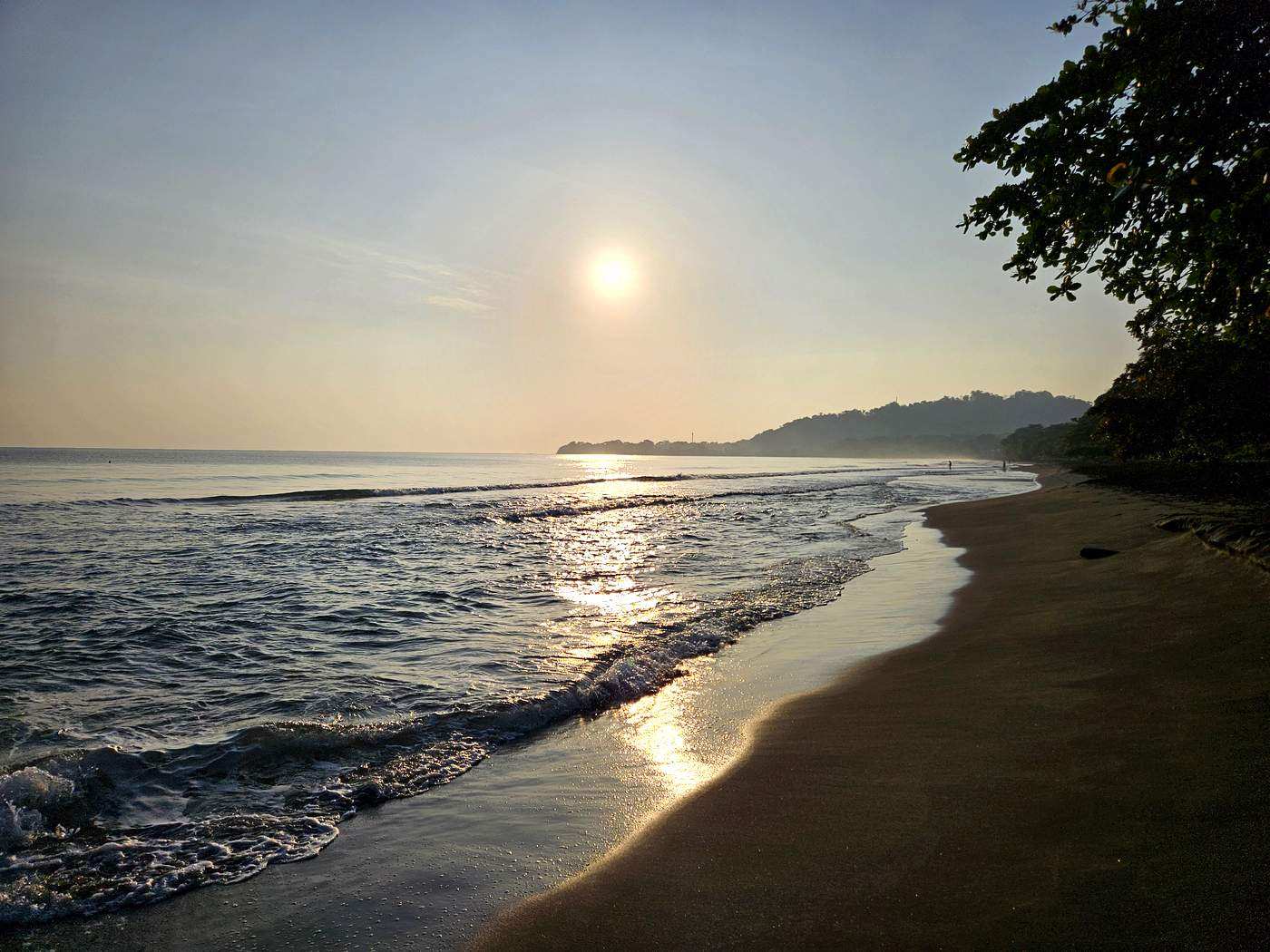 Caribbean sunrise on the beach near Playa Negra Costa Rica